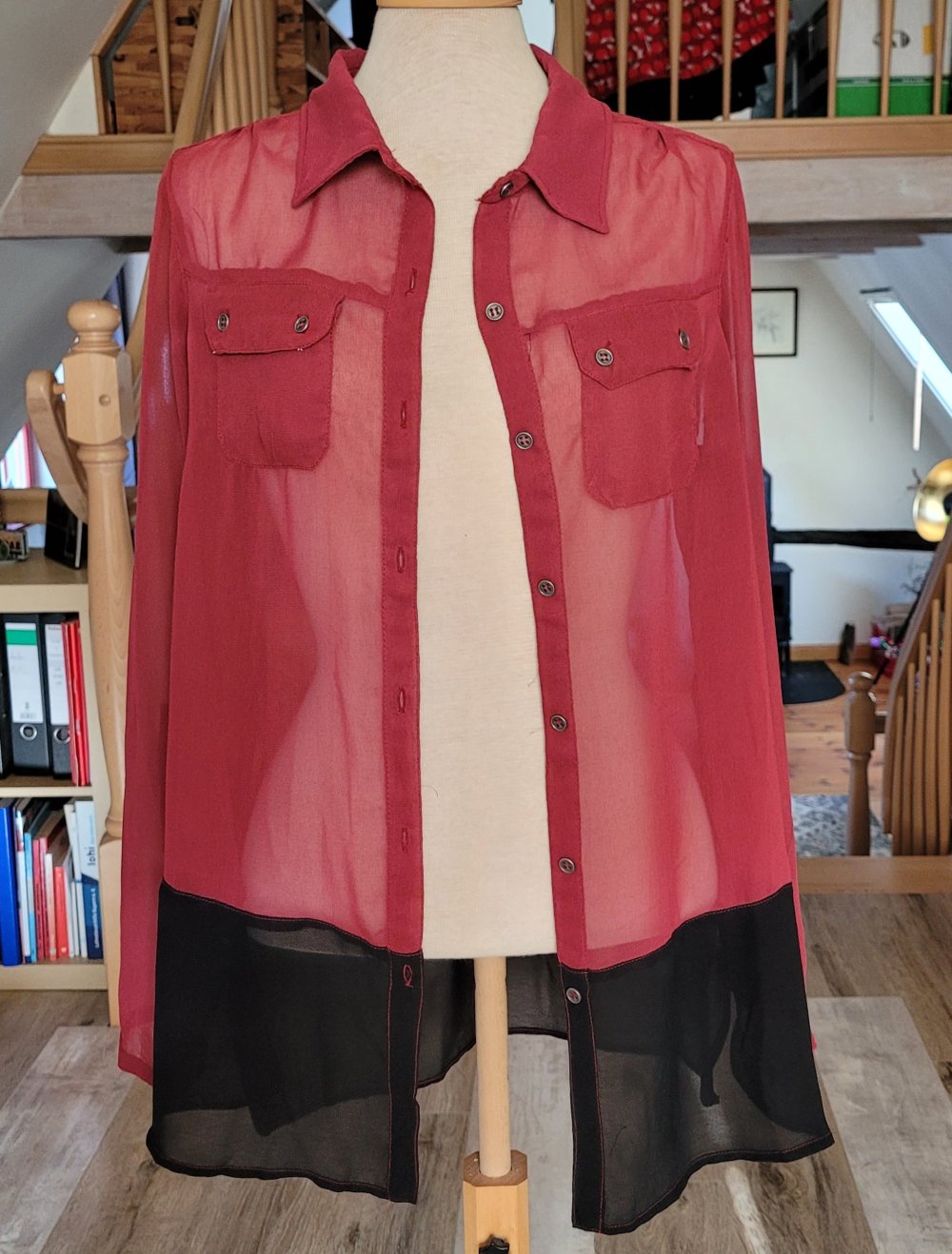 Durchsichtige Bluse 3/4-Arm Langärmelig Chiffon