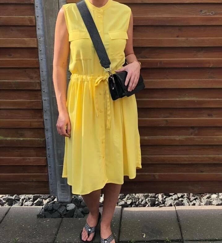 Sommerkleid Midikleid YAS Gr. L (40-42) Oversize gelb Viscose Kleid Blusenkleid