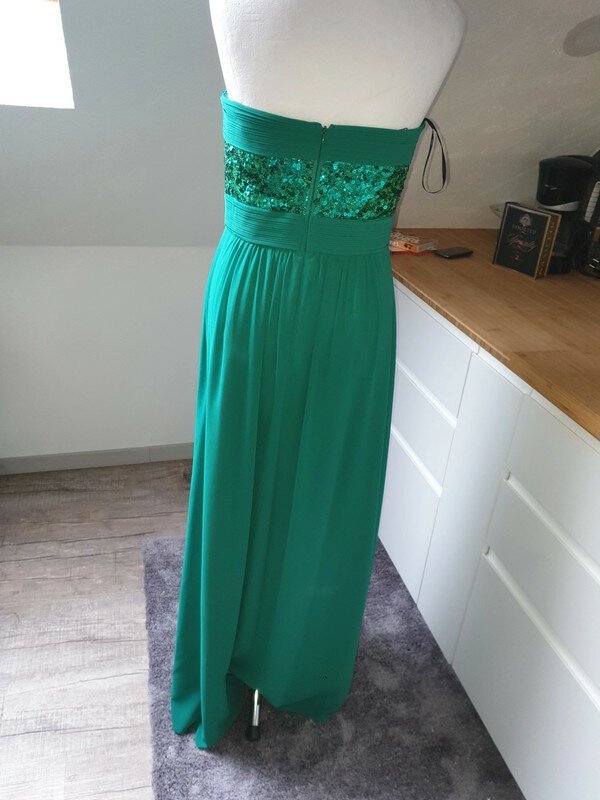  Vera Mont Abendkleid Gr. 38 grün Maxikleid Langes Kleid mit Pailletten 