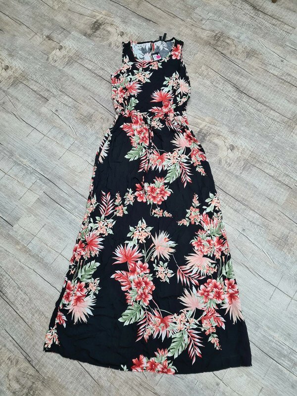 Vero Moda Sommerkleid Maxikleid Gr. XS (34) schwarz /Blumenprint Kleid Viscose