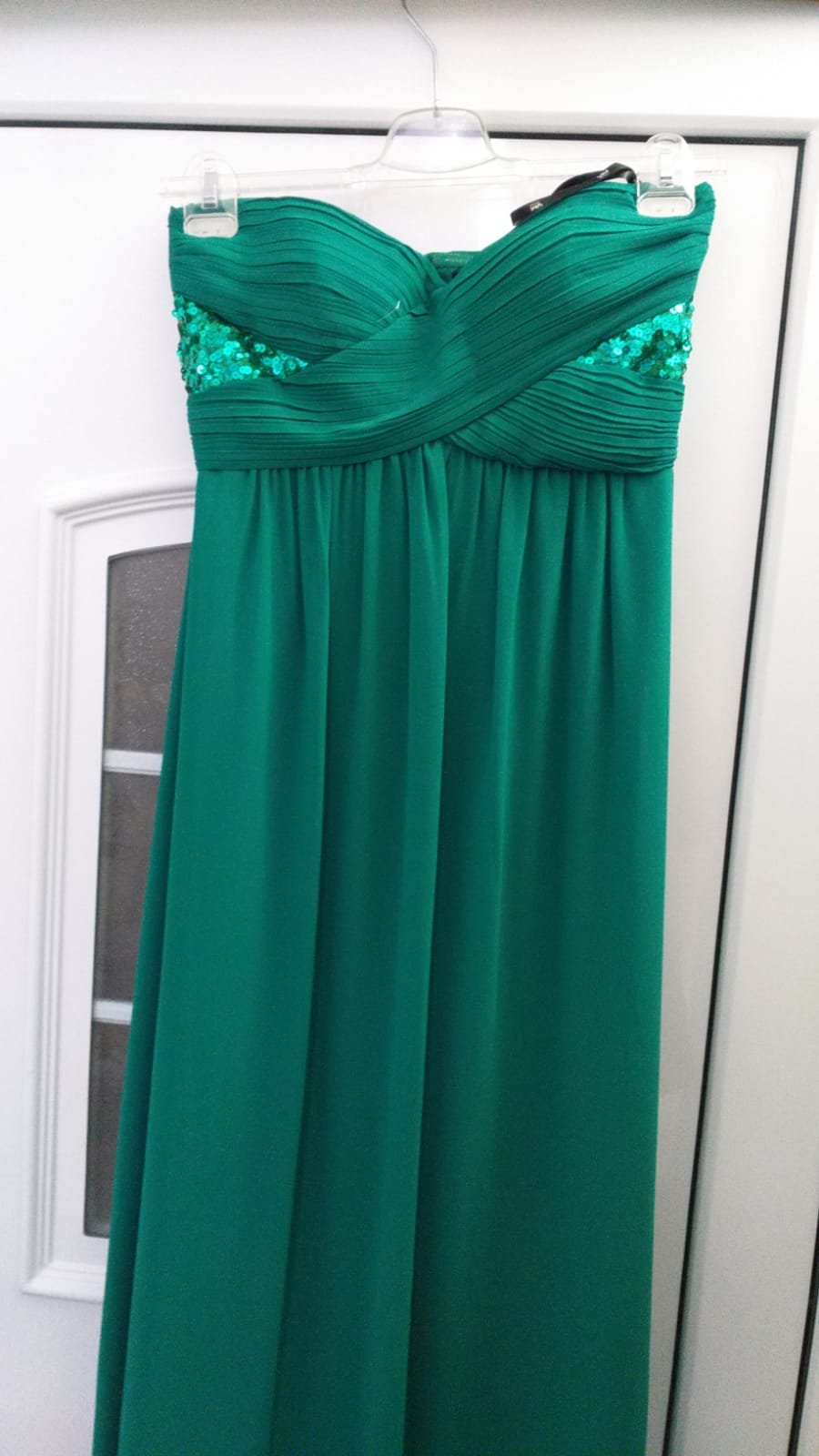  Vera Mont Abendkleid Gr. 38 grün Maxikleid Langes Kleid mit Pailletten 