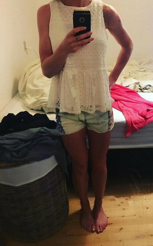 Bluse peplum oversized Gr. 36 (S - M) spitze weiß Pieces Top Shirt