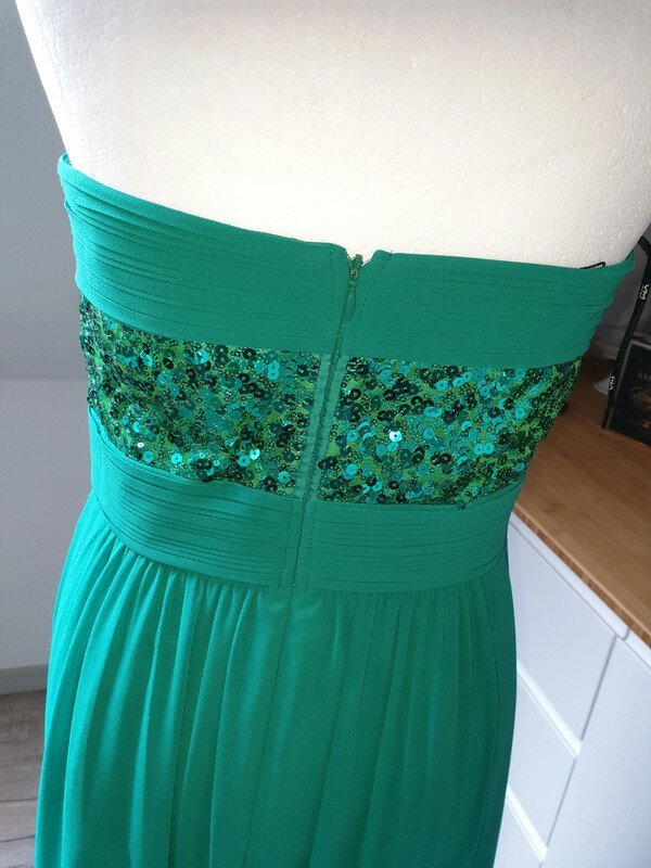  Vera Mont Abendkleid Gr. 38 grün Maxikleid Langes Kleid mit Pailletten 