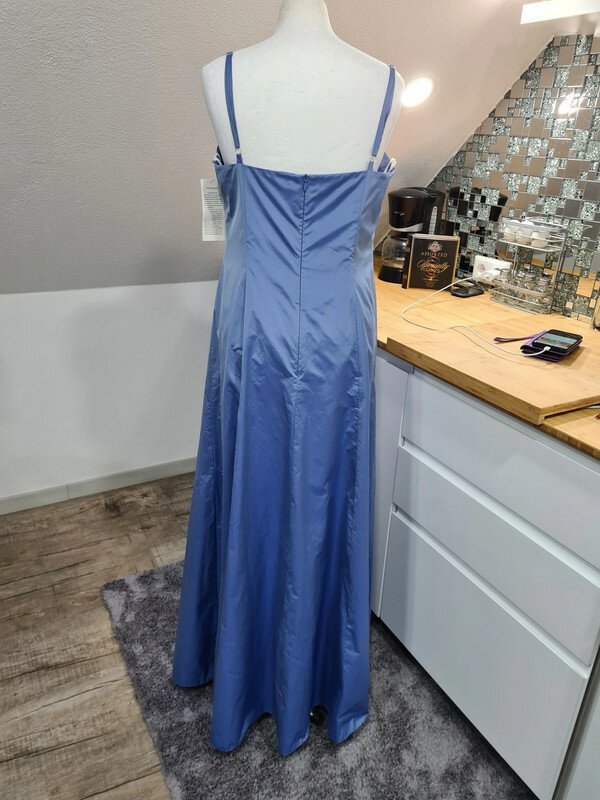 Vera Mont Abendkleid blau Knitteroptik Gr. 40 NEU