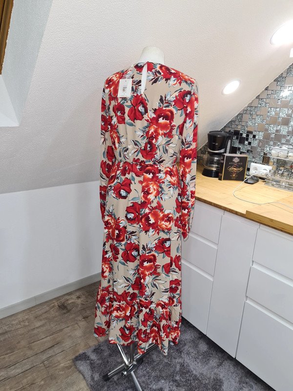  Midikleid Vila Gr. 38 €40 Langarm Kleid beige rot weiß grau 