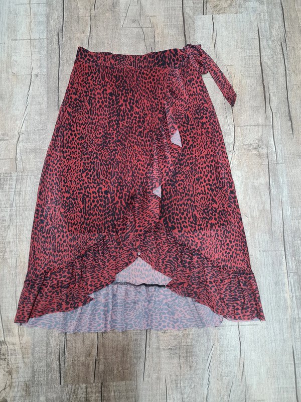 Midirock Leoprint Pieces Gr. M rot/schwarz Wickeloptik