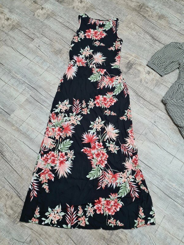 Vero Moda Sommerkleid Maxikleid Gr. XS (34) schwarz /Blumenprint Kleid Viscose