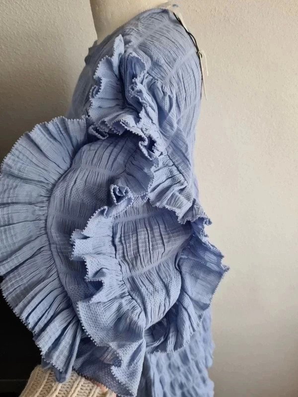 Object Sommerkleid Gr. 34 hellblau Baumwolle Minikleid