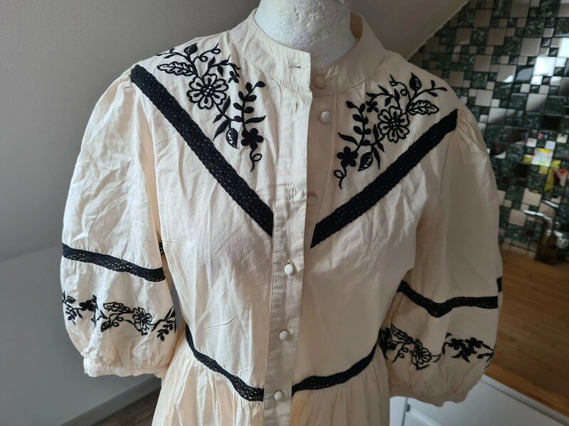 Midikleid Blusenkleid Object Baumwolle Gr. 38 Neu Kleid