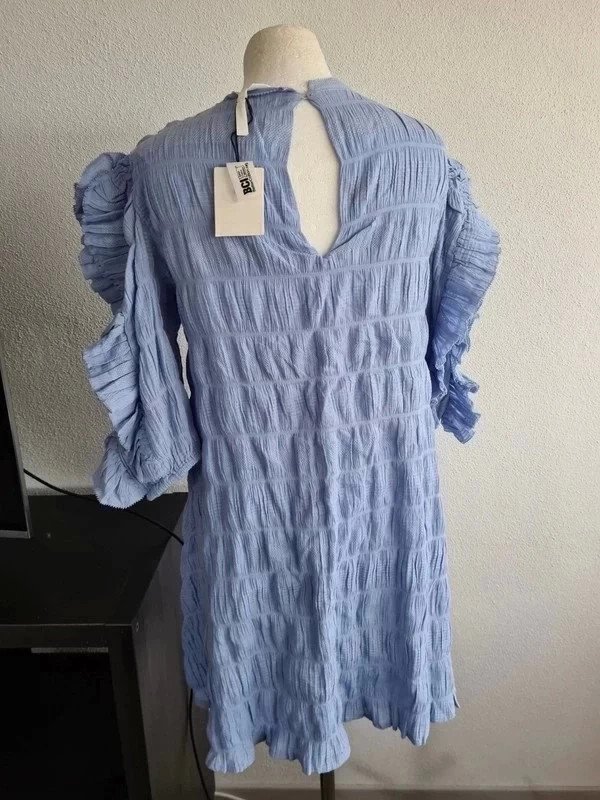 Object Sommerkleid Gr. 34 hellblau Baumwolle Minikleid