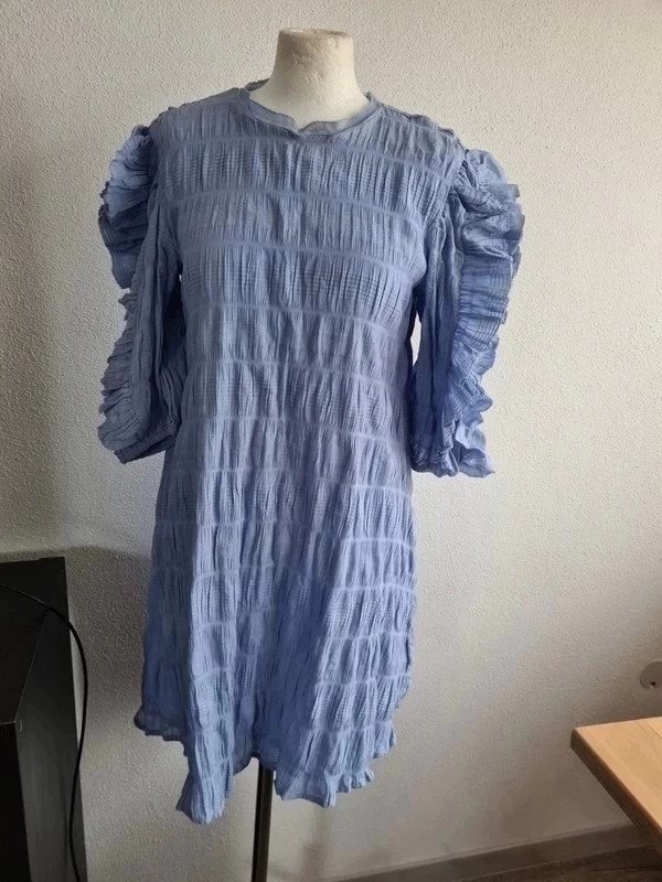 Object Sommerkleid Gr. 34 hellblau Baumwolle Minikleid