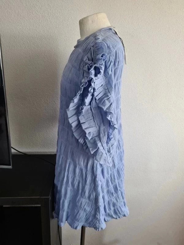 Object Sommerkleid Gr. 34 hellblau Baumwolle Minikleid