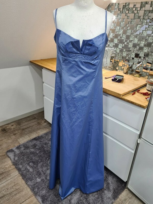 Vera Mont Abendkleid blau Knitteroptik Gr. 40 NEU