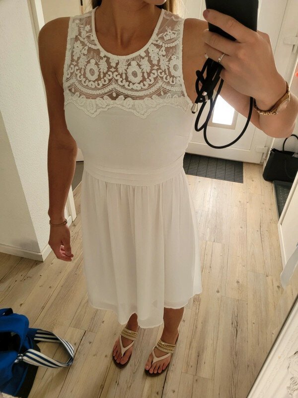 Spitzen Minikleid Vero Moda Gr. L (40) weiß kurzes Kleid Sommerkleid