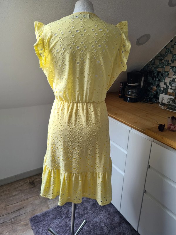 Lochmuster gelb Kleid Sommerkleid Vero Moda Gr. L