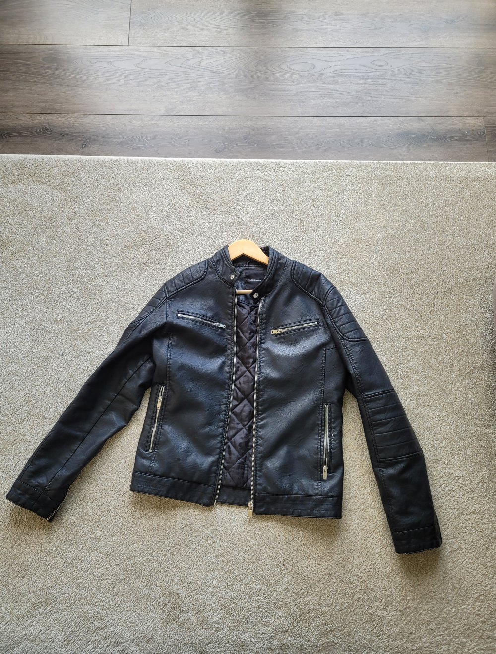 Vintage Oversized Lederjacke schwarz