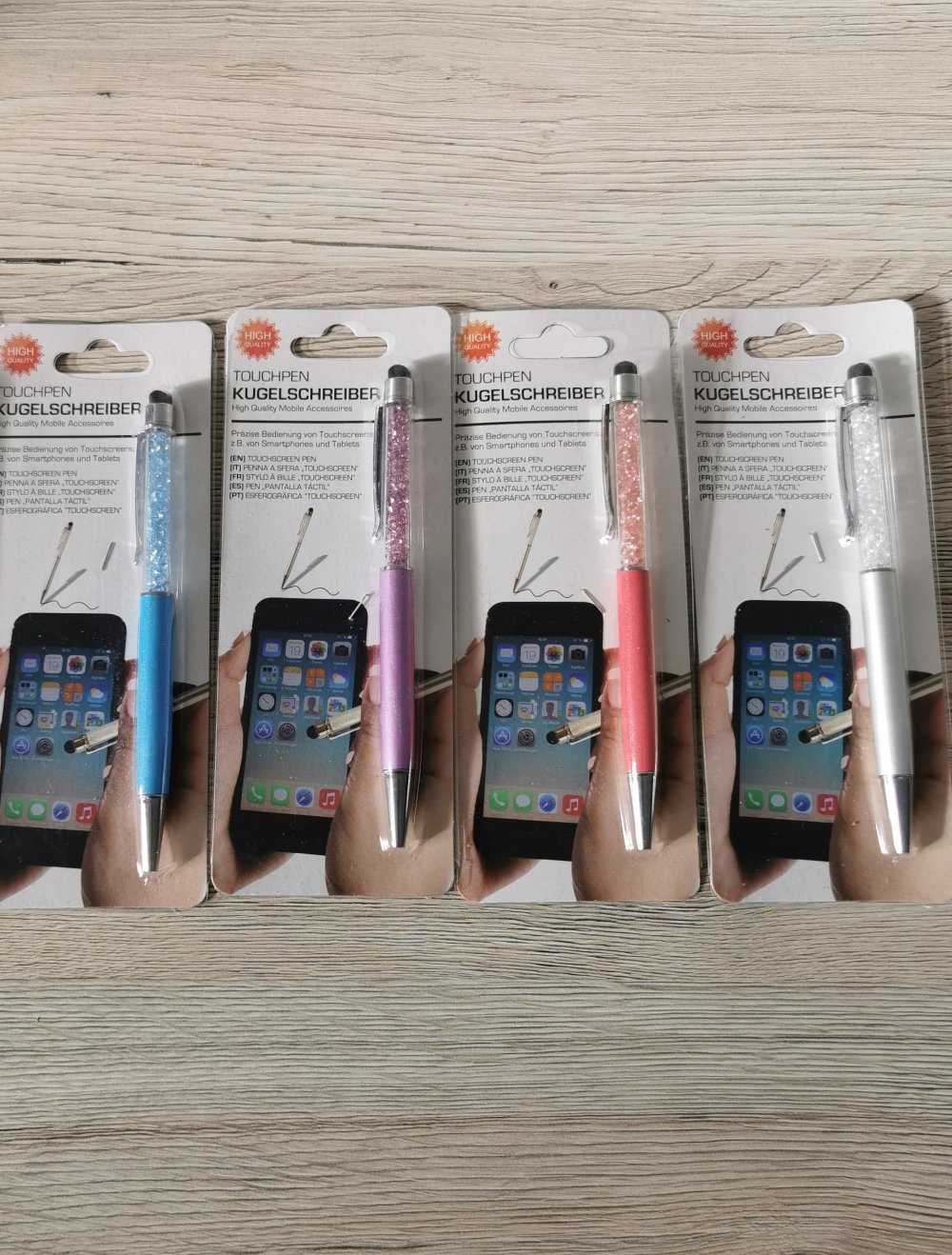 Touchpen Kugelschreiber mit Kristallen in lila Neu