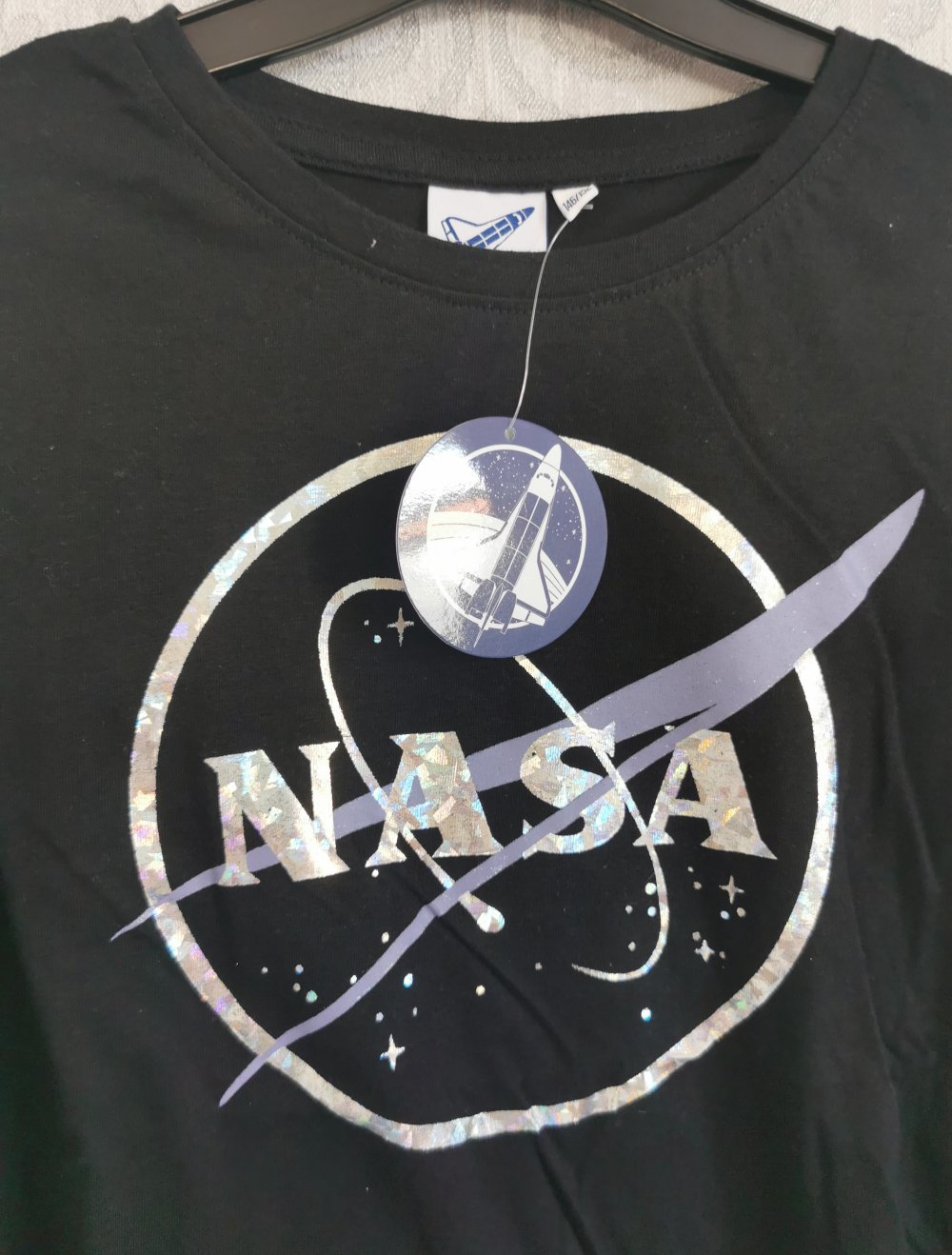 NASA Langarmshirt Gr.146/152 in schwarz mit glitter Print NEU mit Etikett