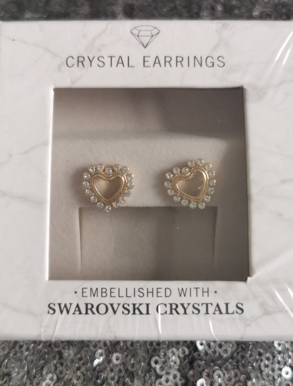 Kristall Ohrstecker Herz in gold mit Swarovski Kristallen