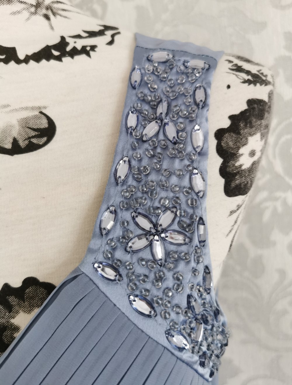 Bodyflirt Kleid | Chiffonkleid Gr.38 blau mit Perlen