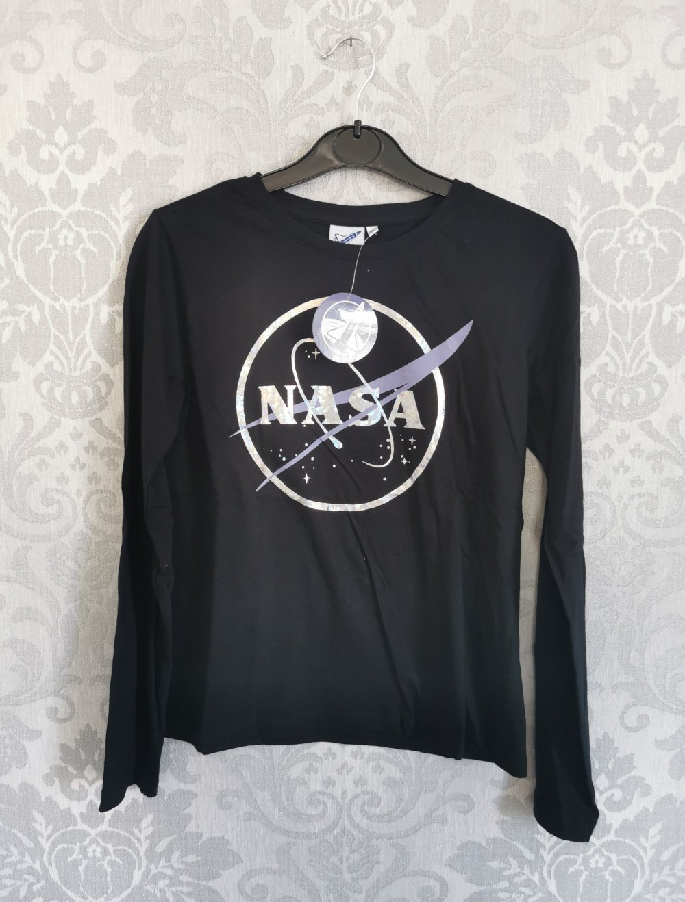 NASA Langarmshirt Gr.146/152 in schwarz mit glitter Print NEU mit Etikett