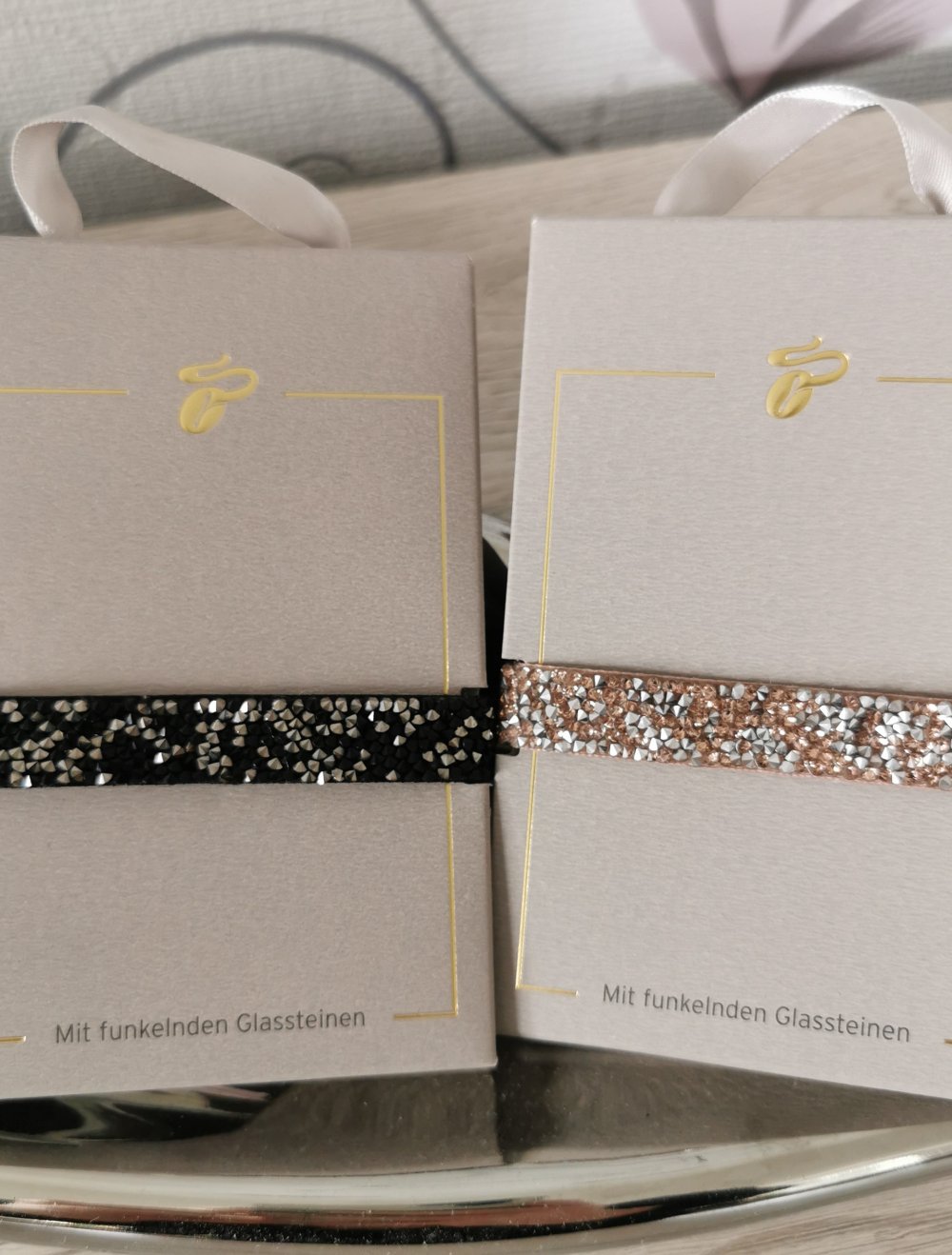 Kristall Armbänder schwarz oder rosa Längenverstallbar