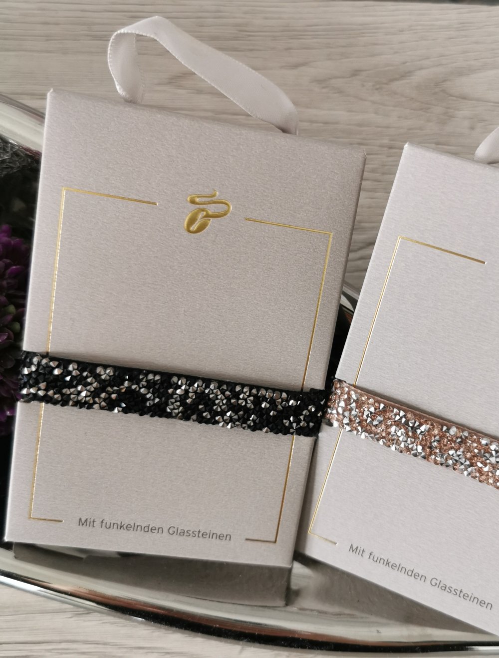 Kristall Armbänder schwarz oder rosa Längenverstallbar