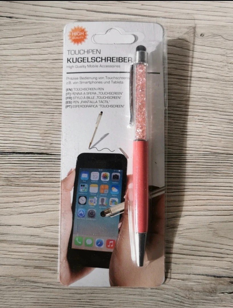 Touchpen Kugelschreiber mit Kristallen in rose Neu