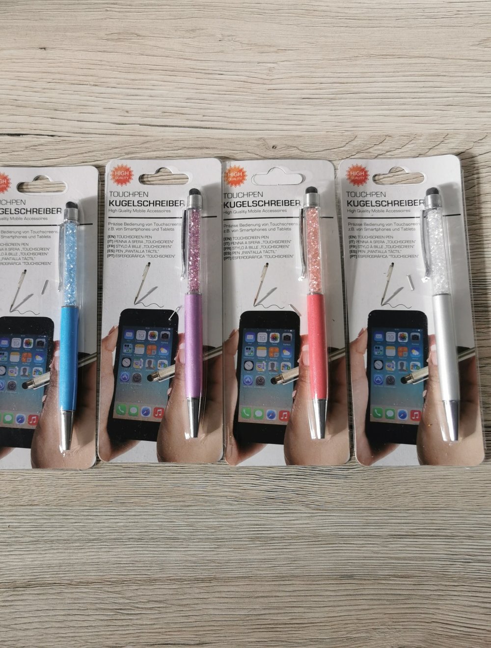 Touchpen Kugelschreiber mit Kristallen in rose Neu