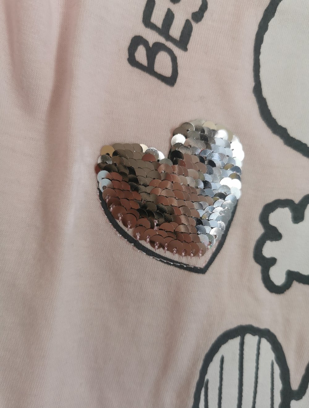 Peanuts Snoopy Langarmshirt Gr. 128 in rosa Wendepailletten Herz Neu mit Etikett