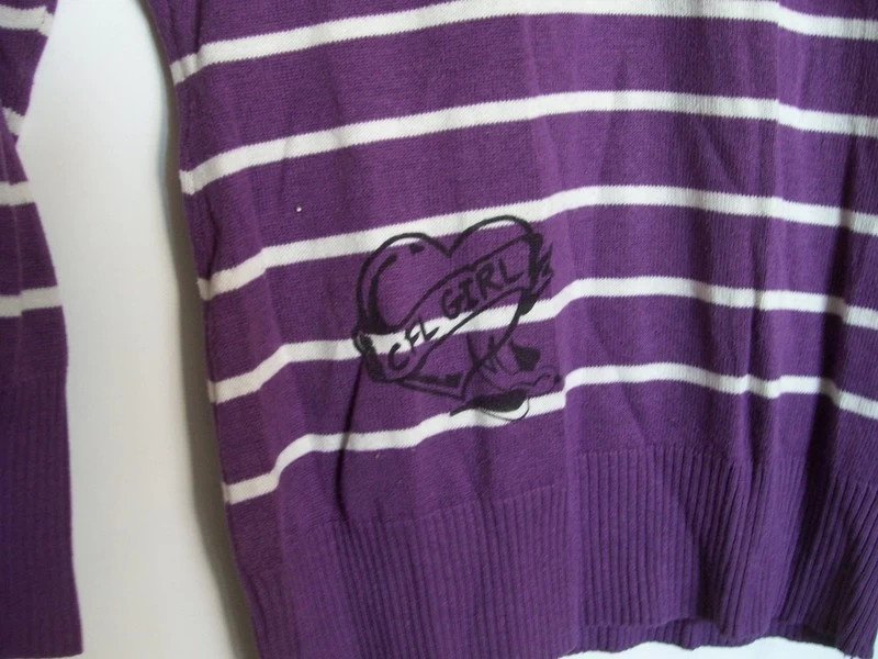 Lila Weiß gestreifter Pulli - Gr. 152/158 - CFL