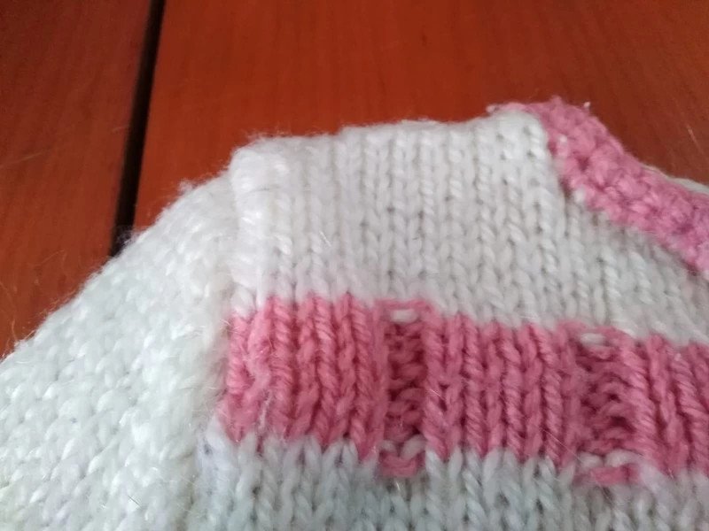 Rosa weiß gestreifter Pulli - Gr. - 74/80 - handmade - Vintage - aus den 80ern