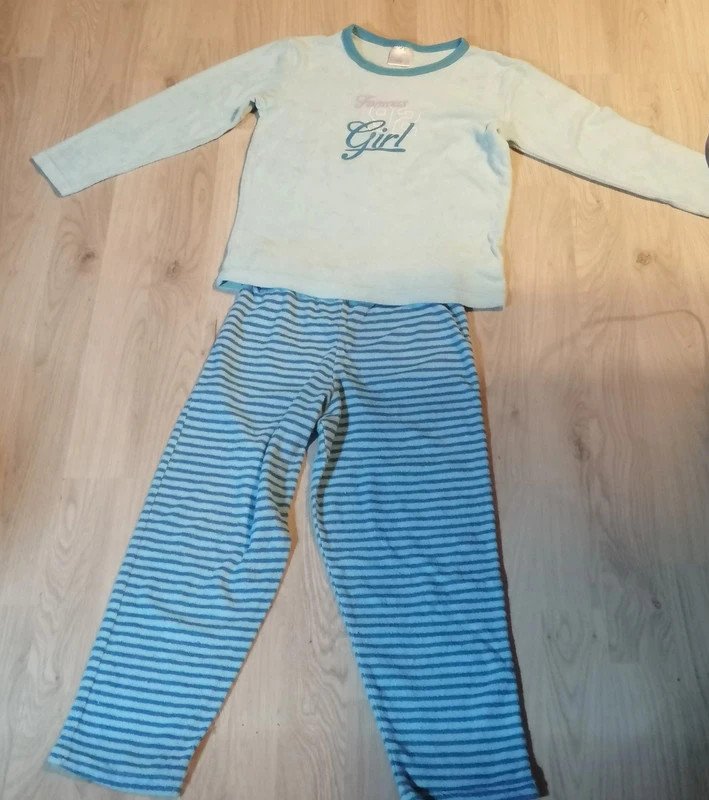 Blauer Schlafanzug gestreift - Zweiteiler - Gr. 116