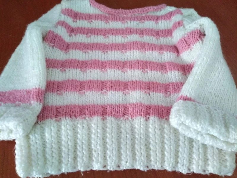 Rosa weiß gestreifter Pulli - Gr. - 74/80 - handmade - Vintage - aus den 80ern