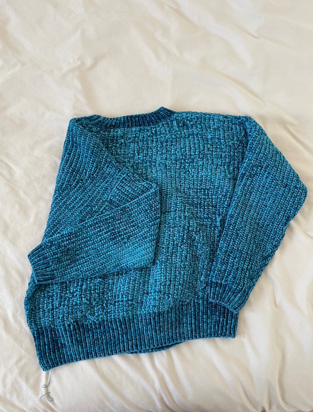 Türkiser kuschliger Strickpulli