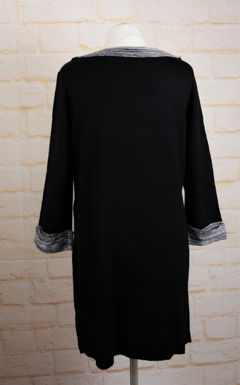 Weites Strickkleid Midikleid Größe M 38 40 Schwarz Grau Hängerchen Winterkleid Meliert