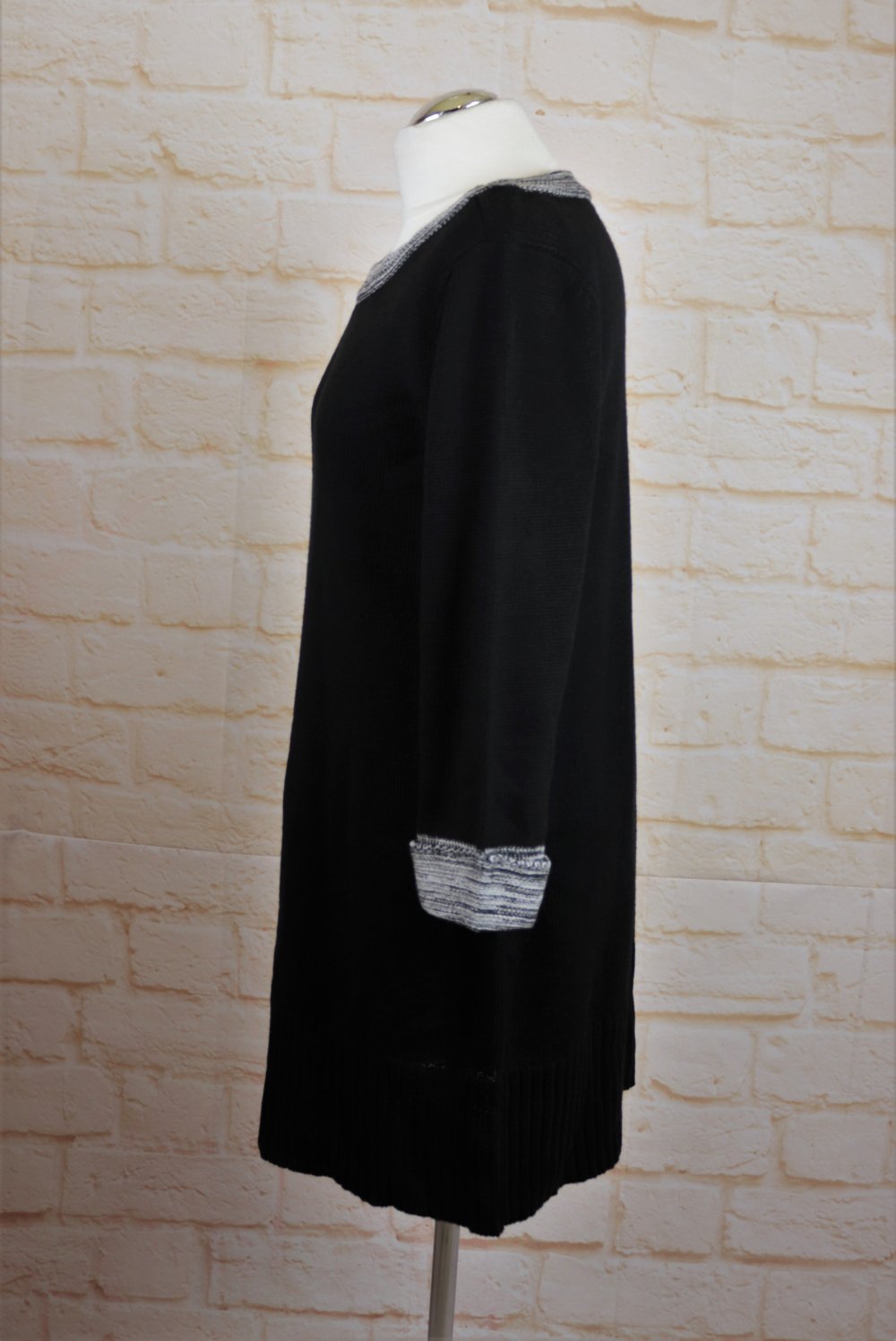 Weites Strickkleid Midikleid Größe M 38 40 Schwarz Grau Hängerchen Winterkleid Meliert