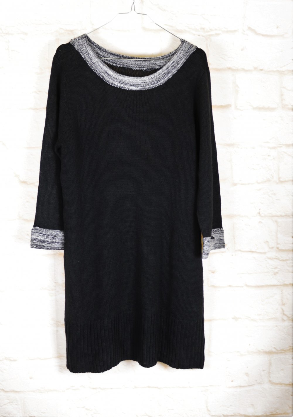 Weites Strickkleid Midikleid Größe M 38 40 Schwarz Grau Hängerchen Winterkleid Meliert