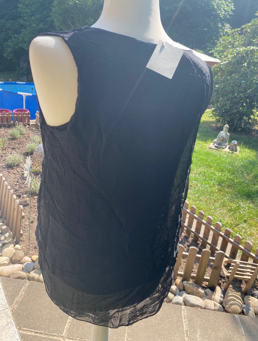 Vokuhila- Oberteil mit Pailetten und Chiffon, 40