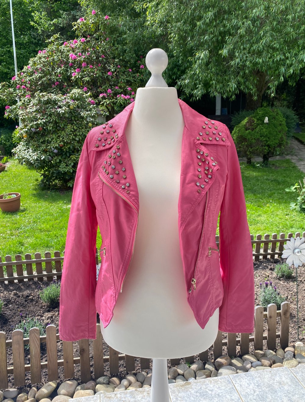 Kunstlederjacke mit Pailetten, 36