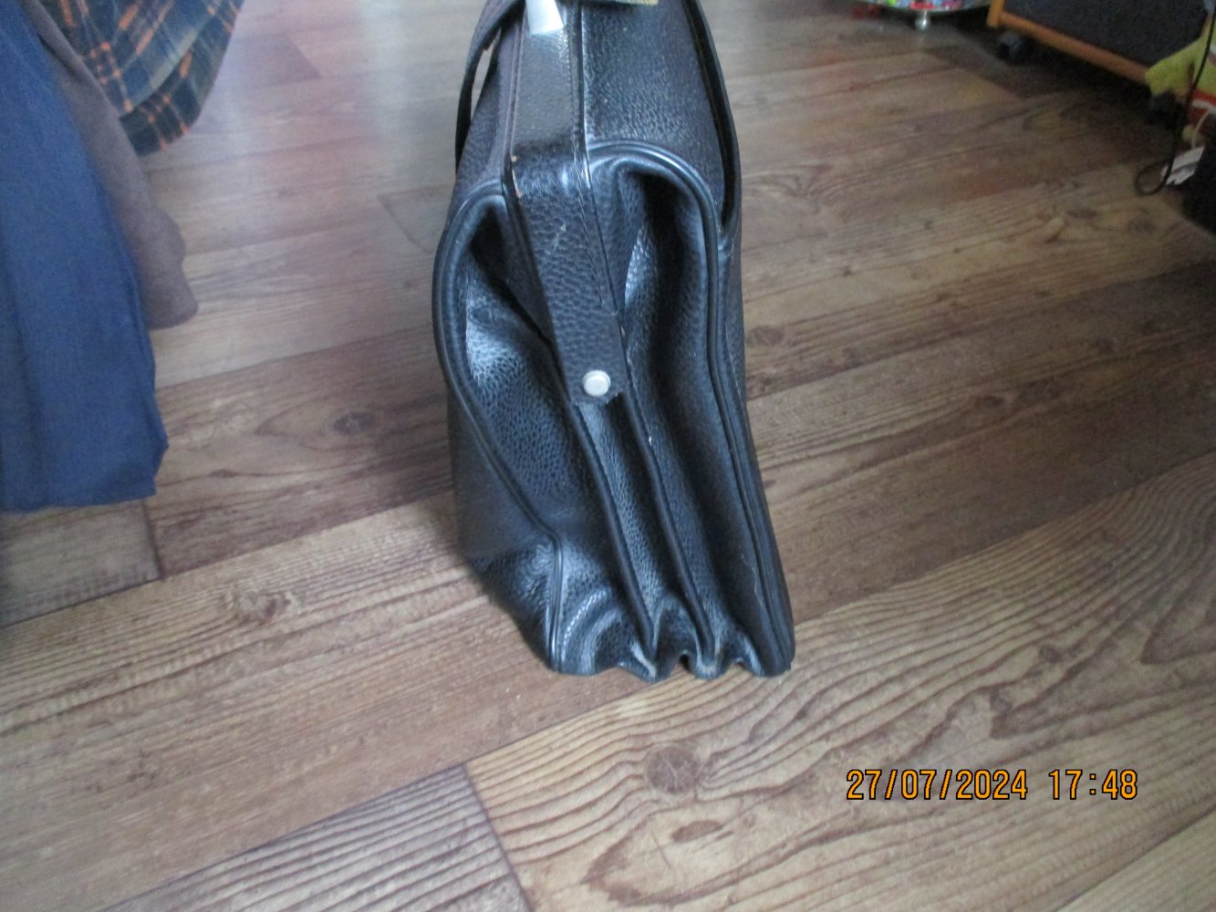 schwarze Vintage-Aktentasche Leder