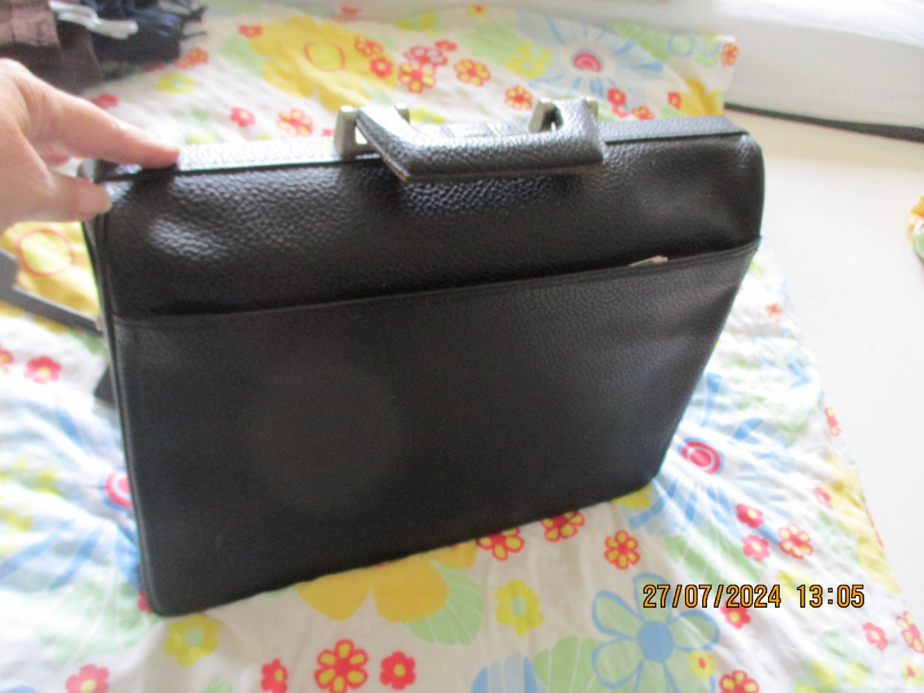 schwarze Vintage-Aktentasche Leder