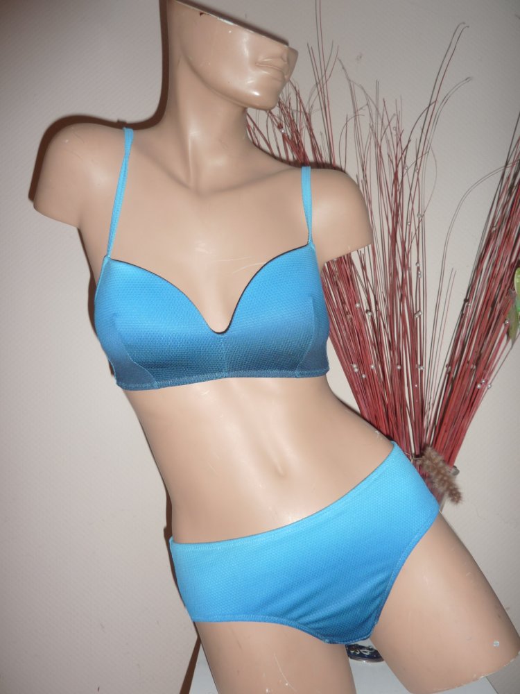 Bikini NEU BH 36 38 Slip 40 42 blau