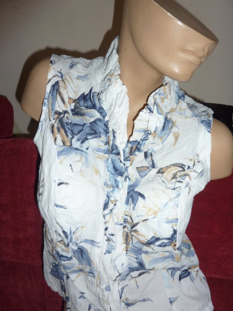 Crinkle Bluse S M 36 38 40 Fashion Collection P & C Sommerbluse Baumwolle ärmellos keine Tunika