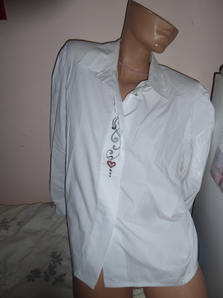 TRachten Bluse Hemd 42 weiß Landhausbluse Oktoberfest Tracht mit Baumwolle langarm