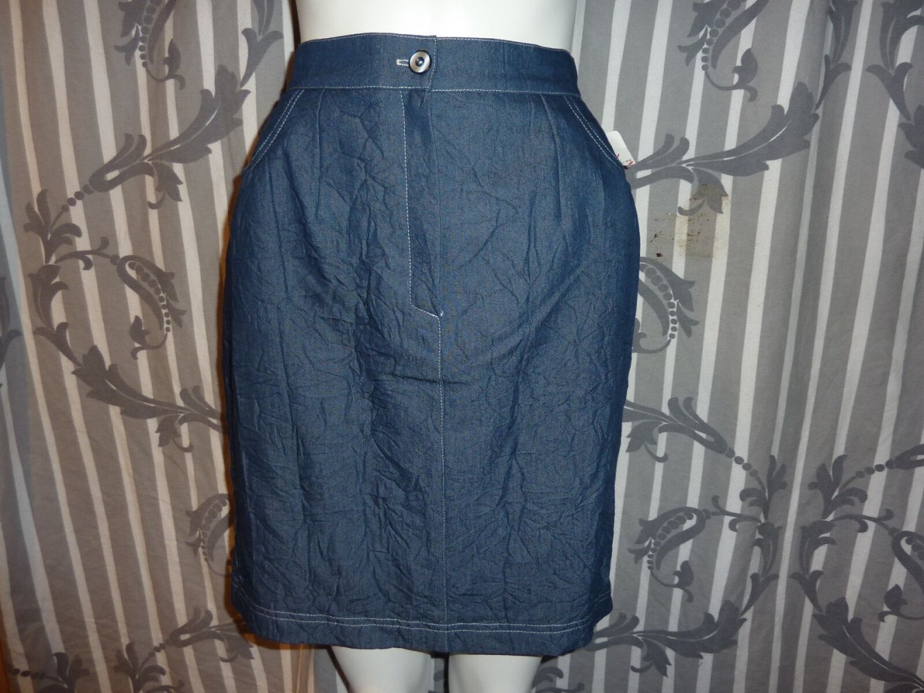 Rock NEU Gr. 38 40 S M kurz blau crash Jeansrock Minirock Jeansoptik Damenrock