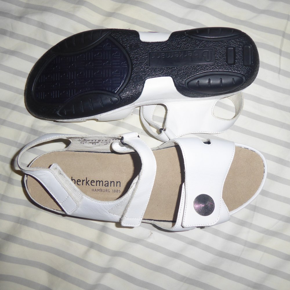 Damen echt Leder Sandale NEU Berkemann Fußbett 42 7,5 weiß Sandalette Schuhe Sommerschuhe NP 119€