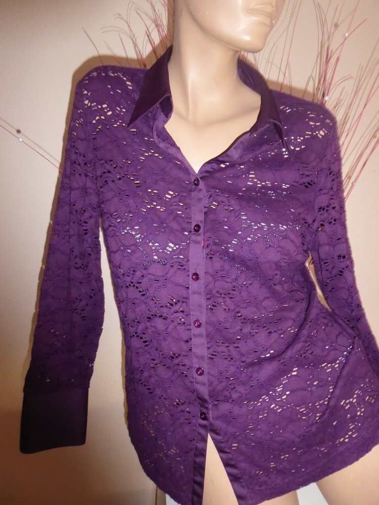 Damen Bluse NEU Gr. 42 (44) lila Spitze sixth sense