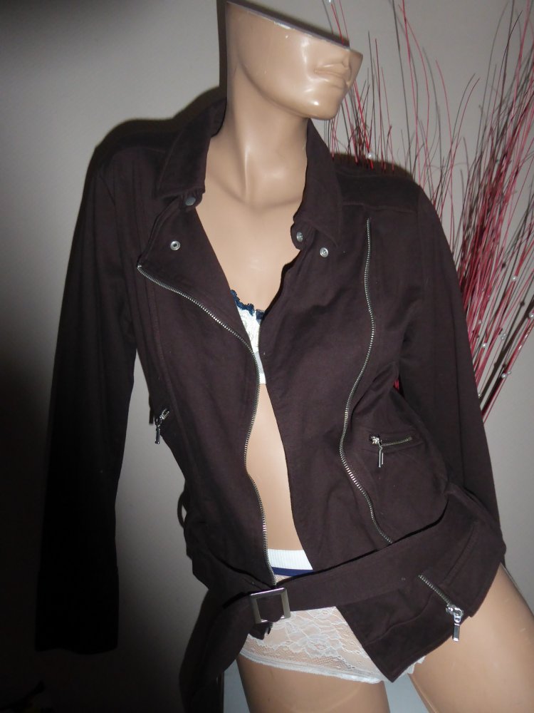 Damen Jacke Bikerjacke Bickerstil Sweartjacke Baumwolle wie neu M 40 38 braun