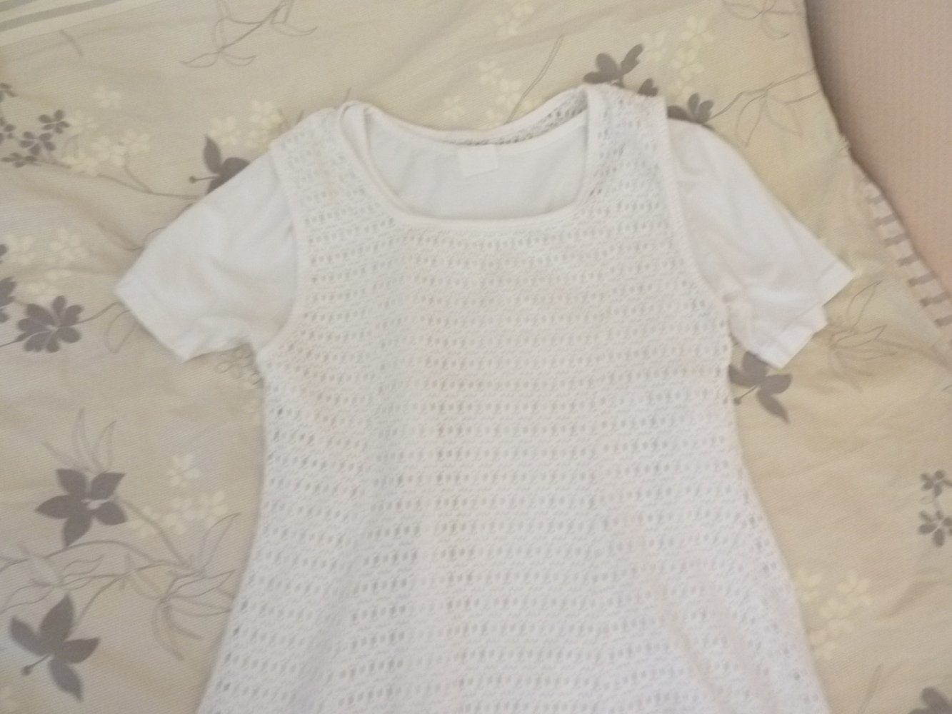 Set Kleid 40 M kurz weiß Shirtkleid Minikleid 2 teilig Longshirt  Sommerkleid Longtop